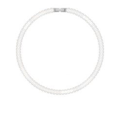 Naszyjnik kolia z białymi cyrkoniami posrebrzany. Białe naszyjniki Lilou, z cyrkonią, posrebrzane. Za 389.00 zł.