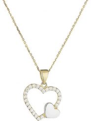 OR ÉCLAT Złoty naszyjnik "Duo de coeur" z zawieszką - dł. 43 cm rozmiar: onesize. Białe naszyjniki OR ÉCLAT, z cyrkonią, złote. Za 465.55 zł.