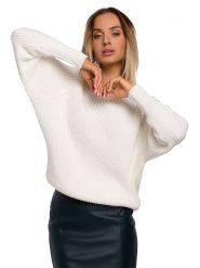 Made of emotion Sweter w kolorze kremowym rozmiar: S/M. Brązowe swetry Made Of Emotion, m, bez wzorów, ze splotem, bez ramiączek. Za 145.26 zł.