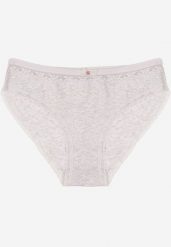 Jasnoszare Bawełniane Majtki Typu Figi z Koronką i Kokardą Zeteria. Szare figi Born2be, l, bez wzorów, z bawełny. Za 9.99 zł.