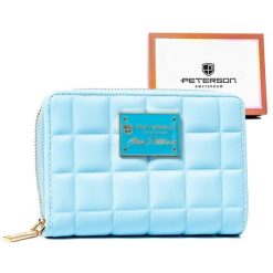 Portfel damski Peterson PTN PKK-02 błękitny. Niebieskie portfele Peterson, bez wzorów, ze skóry ekologicznej. Za 36.00 zł.