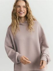 Bluza oversize z modalem - beżowy. Brązowe bluzy Reserved, l, bez wzorów, z dzianiny, bez kaptura. Za 119.99 zł.