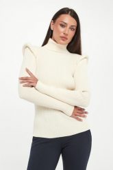 Golf damski z poduszkami w ramionach ELISABETTA FRANCHI. Golfy Elisabetta Franchi, bez wzorów, bez ramiączek. Za 1,669.00 zł.