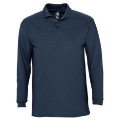 Koszulka Polo Z Długim Rękawem Dla Dorosłych Unisex Winter II. Niebieskie bluzki SOL'S, l, bez wzorów, casualowe, bez kołnierzyka, bez ramiączek. Za 114.99 zł.