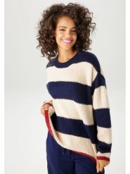 Aniston Sweter w kolorze niebiesko-beżowym rozmiar: 42. Brązowe swetry Aniston, bez wzorów, ze splotem, bez ramiączek. Za 65.54 zł.