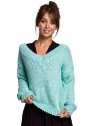 Be Wear Sweter w kolorze miętowym rozmiar: S/M. Zielone swetry Be Wear, m, bez wzorów, z wełny, bez ramiączek. Za 219.45 zł.