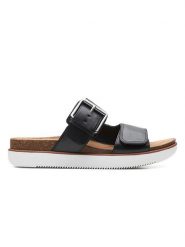 Clarks Skórzane klapki w kolorze czarnym rozmiar: 40. Czarne klapki Clarks, bez wzorów, ze skóry, z otwartym noskiem, bez obcasa. Za 202.03 zł.