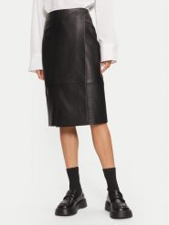 Boss Spódnica skórzana 50524021 Czarny Regular Fit. Czarne spódnice Boss, bez wzorów, ze skóry. Za 1,339.00 zł.