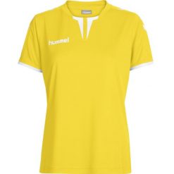 Koszulka sportowa z krótkim rękawem damska Hummel Core Womens SS Jersey. Żółte koszulki sportowe Hummel, bez wzorów, z jersey, bez ramiączek, do piłki nożnej. Za 37.00 zł.