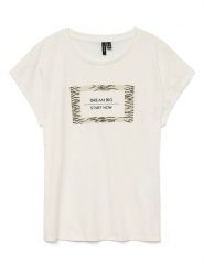Vero Moda Koszulka w kolorze kremowym rozmiar: XS. Brązowe bluzki Vero Moda, xs, bez wzorów, z bawełny, bez kołnierzyka, bez ramiączek. Za 39.58 zł.
