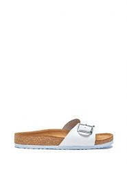 Comfortfusse Skórzane klapki "Adal" w kolorze białym rozmiar: 36. Białe klapki Comfortfüße, bez wzorów, ze skóry, z otwartym noskiem, bez obcasa. Za 173.99 zł.