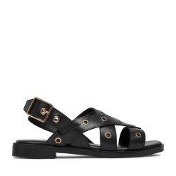 Sandały Lasocki. Czarne sandały Lasocki, bez wzorów, bez obcasa, na płaskiej podeszwie, bez zapięcia. Za 169.99 zł.