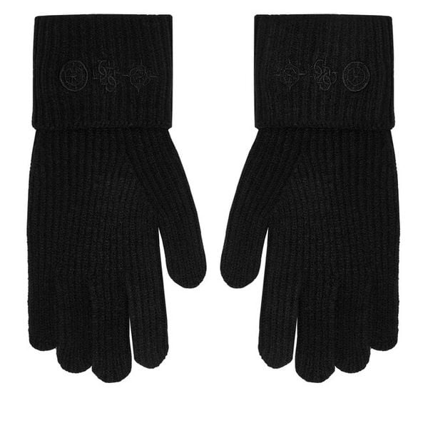 Rękawiczki Damskie Guess. Czarne rękawiczki Guess, z aplikacjami, z dzianiny. Za 119.99 zł.