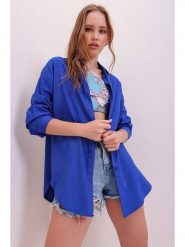 Trend Alacati Bluzka "Trend Alaçat Stili" w kolorze niebieskim rozmiar: S. Niebieskie bluzki Trend Alacati, s, bez wzorów, z bawełny, bez kołnierzyka, bez ramiączek. Za 65.85 zł.