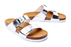 DR. BRINKMANN 701394-92 silber, klapki profilaktyczne damskie. Szare klapki Dr. Brinkmann, bez wzorów, bez obcasa. Za 204.90 zł.