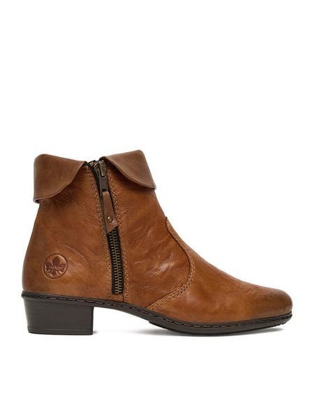 Rieker Botki Y07A8-22 Brązowy. Brązowe botki Rieker, bez wzorów, ze skóry, bez obcasa, na płaskiej podeszwie, bez zapięcia. Za 309.99 zł.