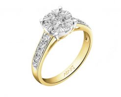 Pierścionek z żółtego i białego złota z brylantami - 0,75 ct - próba 585. Białe pierścionki Apart, z brylantem, złote. Za 9,590.00 zł.