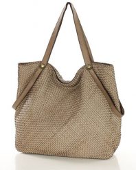 Shopperka pleciona MARCO MAZZINI beżowa v244d. Brązowe shopper bez wzorów, ze skóry, vintage, duże, bez dodatków. Za 607.05 zł.