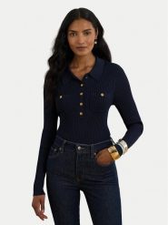 LAUREN RALPH LAUREN Sweter 200P03459001 Granatowy Slim Fit. Niebieskie swetry Lauren Ralph Lauren, s, bez wzorów, z wiskozy, bez ramiączek. Za 989.99 zł.