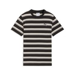 Młodzieżowa koszulka Essentials w paski PUMA. Czarna bluzki Puma, m, bez wzorów, młodzieżowe, bez kołnierzyka, bez ramiączek. Za 99.00 zł.
