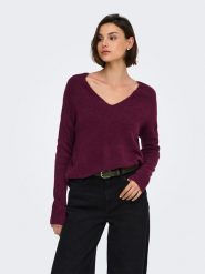 JDY Sweter "Elanora" w kolorze bordowym rozmiar: XL. Czerwone swetry JDY, xl, bez wzorów, bez ramiączek. Za 99.95 zł.