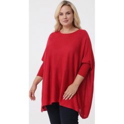 Czerwony Sweter Evangeline. Czerwone swetry Born2be, na jesień, xxl, bez wzorów, bez ramiączek. Za 89.99 zł.
