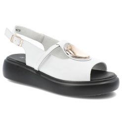 Białe Sandały S.Barski Stylowe Obuwie Damskie. Białe sandały S.BARSKI, bez wzorów, eleganckie, bez obcasa, na platformie, bez zapięcia. Za 189.00 zł.