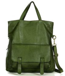 Shopperka plecak 2w1 skórzana MARCO MAZZINI zielony v166g. Zielone shopper bez wzorów, ze skóry, bez dodatków. Za 493.99 zł.