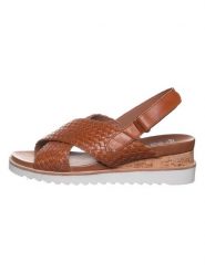 Ara Shoes Skórzane sandały w kolorze jasnobrązowym na koturnie rozmiar: 36. Brązowe sandały Ara Shoes, bez wzorów, z otwartym noskiem, bez obcasa, na koturnie, bez zapięcia. Za 159.21 zł.