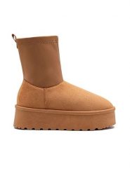 Foreverfolie Botki w kolorze jasnobrązowym rozmiar: 38. Brązowe botki Foreverfolie, bez wzorów, bez obcasa, na platformie, bez zapięcia. Za 148.95 zł.