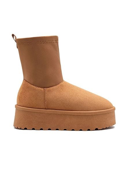 Foreverfolie Botki w kolorze jasnobrązowym rozmiar: 38. Brązowe botki Foreverfolie, bez wzorów, bez obcasa, na platformie, bez zapięcia. Za 167.28 zł.