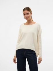 Vero Moda Sweter w kolorze kremowym rozmiar: XL. Brązowe swetry Vero Moda, xl, bez wzorów, z włókna, bez ramiączek. Za 74.81 zł.
