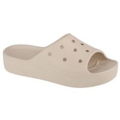 Klapki damskie Crocs Platform Slide. Szare klapki Crocs, bez wzorów, z materiału, bez obcasa. Za 302.00 zł.