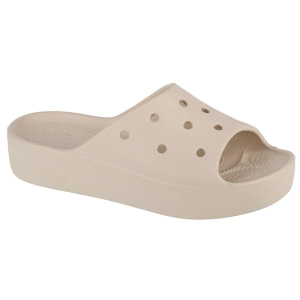 Klapki damskie Crocs Platform Slide. Szare klapki Crocs, bez wzorów, z materiału, bez obcasa. Za 297.00 zł.
