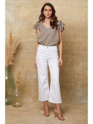 Joséfine Lniana koszulka "Quiriem" w kolorze szarobrązowym rozmiar: XXL. Brązowe bluzki Joséfine, xxl, bez wzorów, ze lnu, bez kołnierzyka, bez ramiączek. Za 108.99 zł.