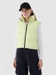 4F Bezrękawnik puchowy cropped z wypełnieniem syntetycznym damski - zielony XXL. Zielone kamizelki 4f, xs, bez wzorów, z dzianiny, bez kaptura. W wyprzedaży za 99.99 zł.
