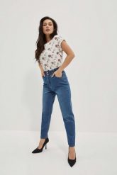 Jeansy paper bag ciemnoniebieskie. Niebieskie jeansy MOODO, m, bez wzorów. W wyprzedaży za 55.99 zł.