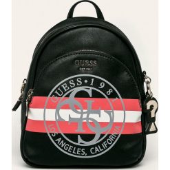 Guess Jeans - Plecak. Czarne plecaki Guess Jeans, z aplikacjami, z bawełny. W wyprzedaży za 379.90 zł.