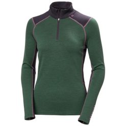 Bluza damska z zamkiem 1/2 Helly Hansen Lifa Midw. Zielone bielizna sportowa Helly Hansen, bez wzorów, z wełny. Za 476.00 zł.