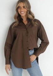 Ciemnobrązowa Koszula Doriemara. Brązowe koszule Born2be, l, bez wzorów, bez kołnierzyka, bez ramiączek. Za 99.99 zł.