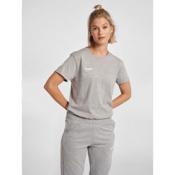 Koszulka sportowa z krótkim rękawem damska Hummel hmlGO cotton. Szare koszulki sportowe Hummel, bez wzorów, bez ramiączek, do piłki nożnej. Za 59.00 zł.