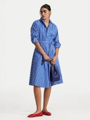 Polo Ralph Lauren Sukienka koszulowa 211891428004 Niebieski Regular Fit. Niebieskie sukienki Polo Ralph Lauren, bez wzorów, z bawełny, bez kołnierzyka, bez ramiączek, koszulowe. Za 849.99 zł.