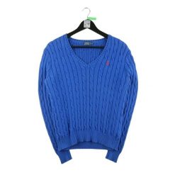 Second life - Kobaltowy sweter dla kobiet - Stan bardzo dobry. Niebieskie golfy RALPH LAUREN, bez wzorów, bez ramiączek. Za 212.96 zł.