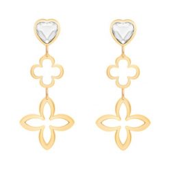 Kolczyki modułowe Icons z białymi kryształami w kształcie serca pozłacane. Białe kolczyki Lilou, z kryształem, pozłacane. Za 269.00 zł.