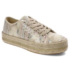 Beżowe Espadryle Rieker Modne Obuwie Damskie. Brązowe espadryle Rieker, bez wzorów, z materiału, bez obcasa, bez zapięcia. Za 259.00 zł.