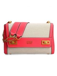 Guess Torebka w kolorze beżowo-różowym - 27 x 17 x 8 cm rozmiar: onesize. Brązowe torby na ramię Guess, z aplikacjami, z materiału, na ramię, bez dodatków. Za 369.82 zł.