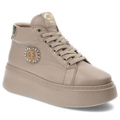 Beżowe Sneakersy CheBello Damskie Buty Jesienne. Brązowe botki CheBello, na jesień, z materiału, bez obcasa, bez zapięcia. Za 439.00 zł.