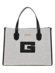 Guess Torebka w kolorze szaro-czarnym - 34 x 26 x 13 cm rozmiar: onesize. Czarne torby na ramię Guess, z aplikacjami, z materiału, przez ramię, bez dodatków. Za 528.34 zł.