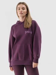 4F Bluza dresowa nierozpinana z kapturem damska - fioletowa XXL. Fioletowe bluzy 4f, xs, bez wzorów, z bawełny, z kapturem. W wyprzedaży za 79.99 zł.