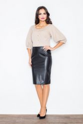 Klasyczna Elegancka Ołówkowa Spódnica w Kolorze Czarnym. Czarne spódnice l, bez wzorów, z elastanu, eleganckie, ołówkowe. Za 99.00 zł.
